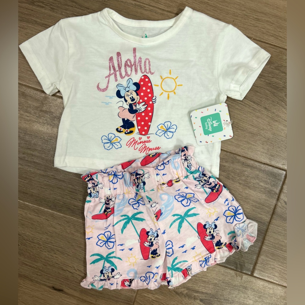 Disney Baby Minnie Mouse Aloha Top and Shorts Set 12 months NWT